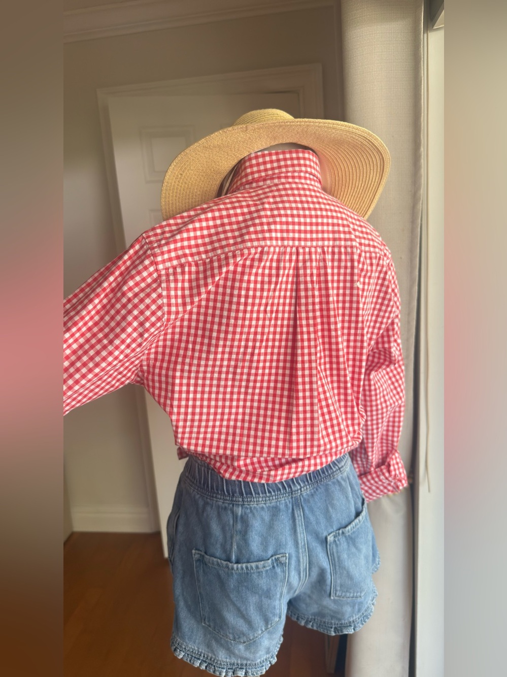 Women's Red Gingham Button-Down Shirt by Vineyard Vines size small - Picture 3 of 5
